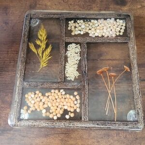 Handmade Vintage Botanical Resin Tray / Wall Art